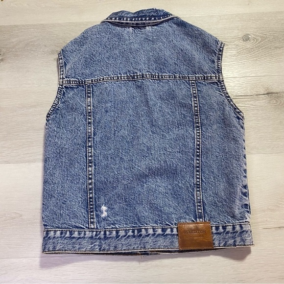 Zara 80’S Edition Distressed Acid Wash Denim Button Up Vest, Size 7 - Picture 2 of 12